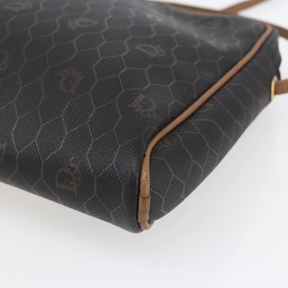 Authentic Christian Dior Honeycomb Canvas Shoulder Bag PVC Black Gold - Picture 2 of 16